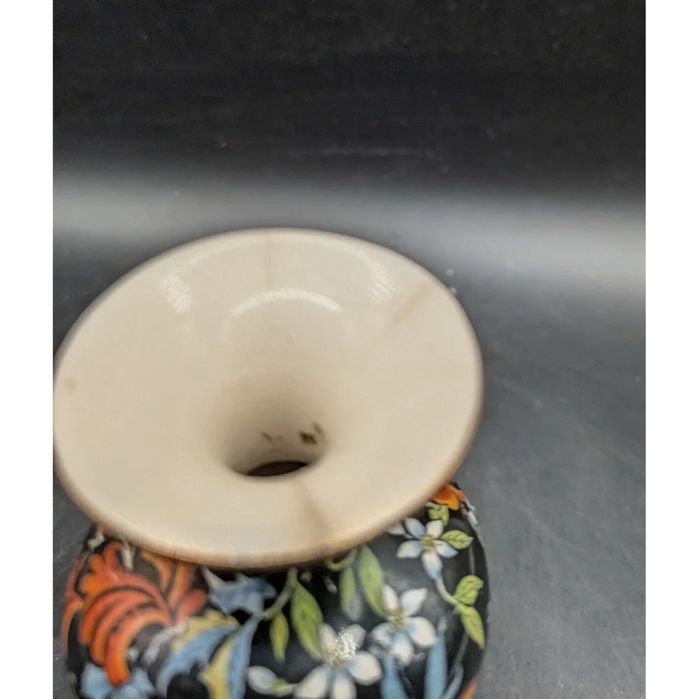 Royal Winton Grimwades Fireglow Chintz Vase Black Floral Made in England Vintage